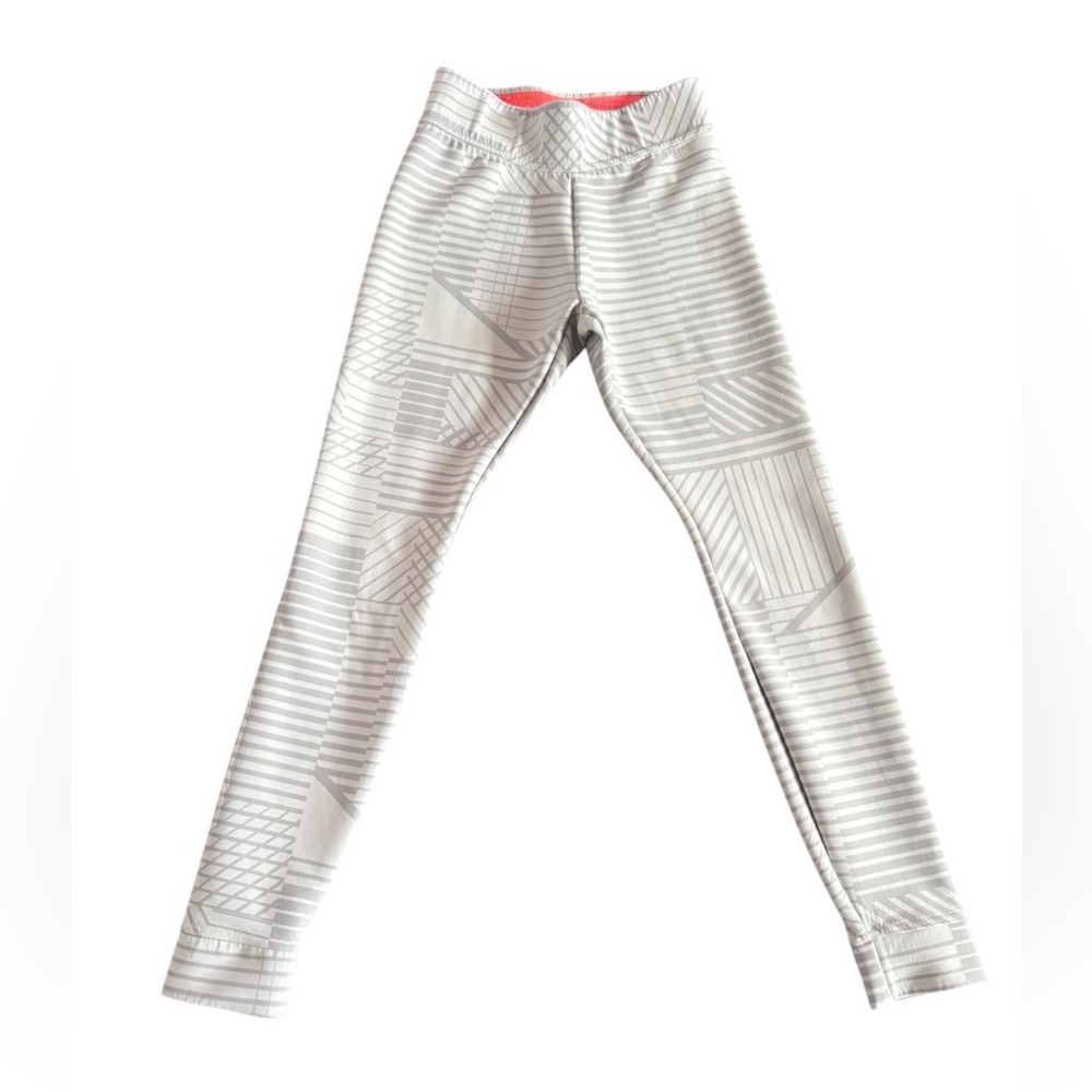 Nike Women's White & Light Gray Striped Track Leggings